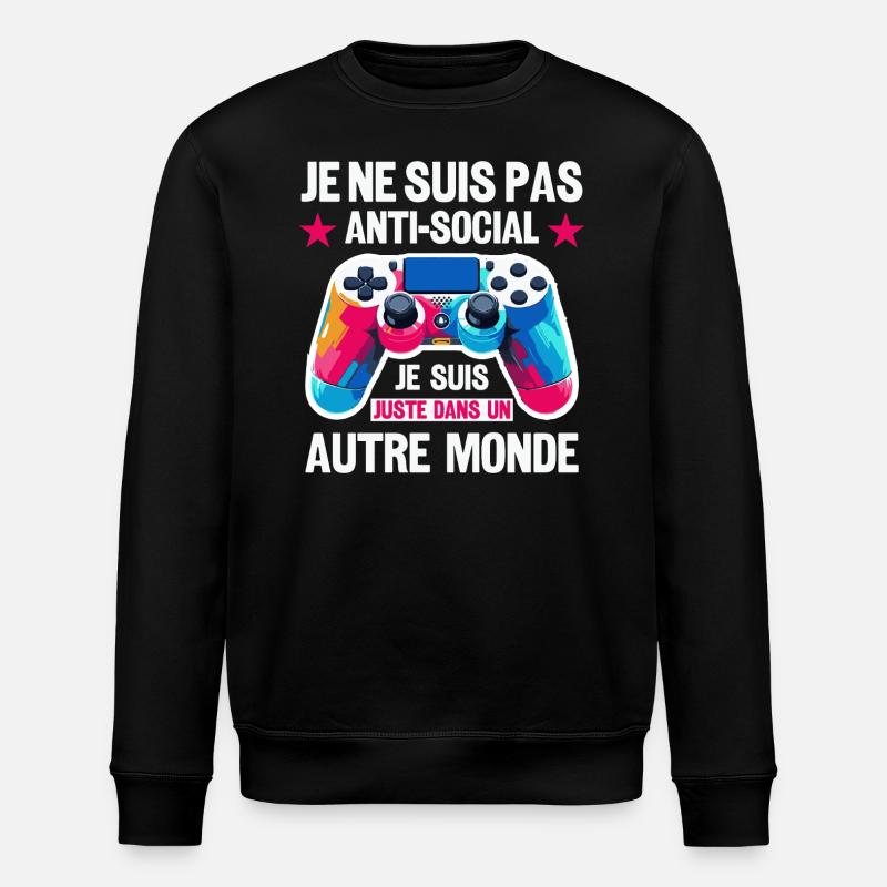 Ich bin nicht asozial - Stanley/Stella Unisex Bio-Sweatshirt ROLLER - Schwarz