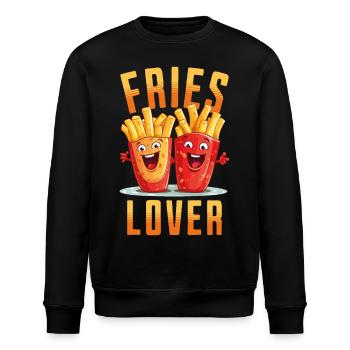 french fries love frieze lover frits face - Stanley/Stella ROLLER Unisex Organic Sweatshirt - black - Front - Nik (191cm)