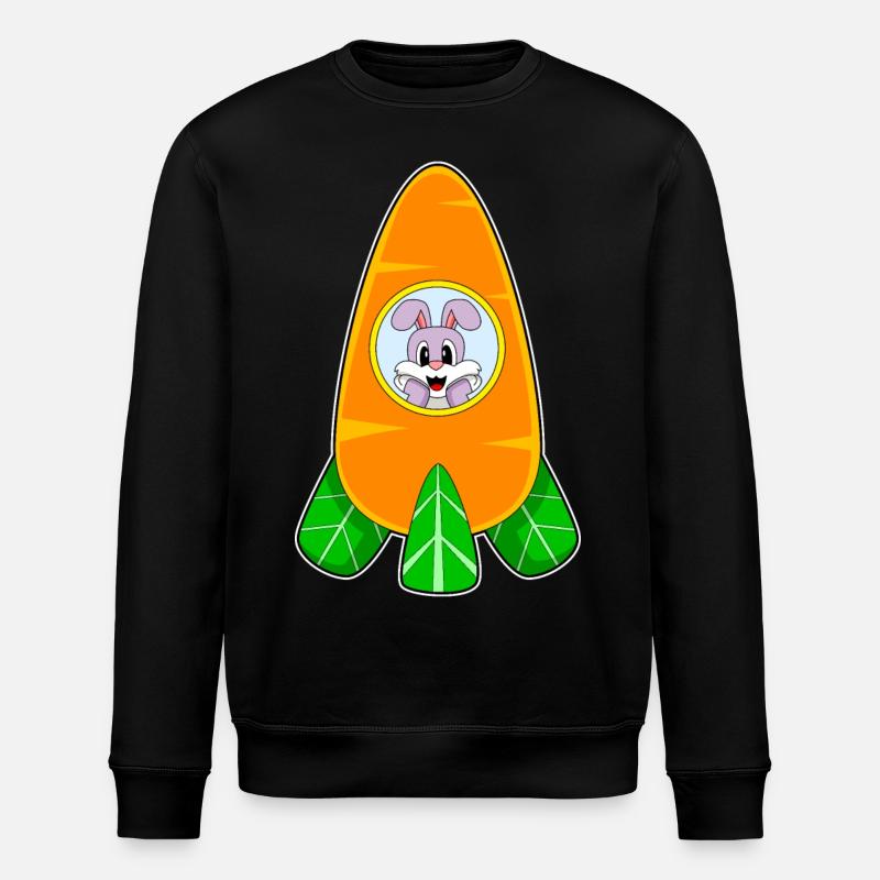 Rabbit Spaceship Space - Stanley/Stella ROLLER Unisex Organic Sweatshirt - black