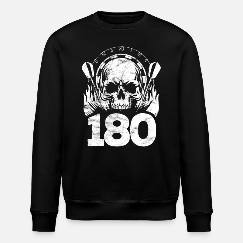 Darts - Skull - 180 - Gift - Stanley/Stella ROLLER Unisex Organic Sweatshirt - black