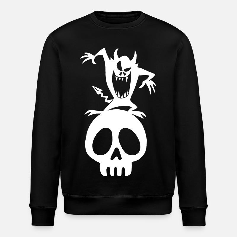 Skull and white demon - Stanley/Stella ROLLER Unisex Organic Sweatshirt - black