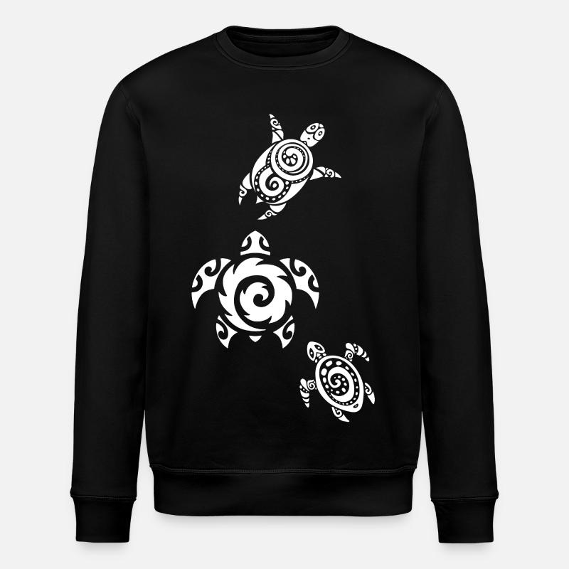 Three white sea turtles - Stanley/Stella ROLLER Unisex Organic Sweatshirt - black