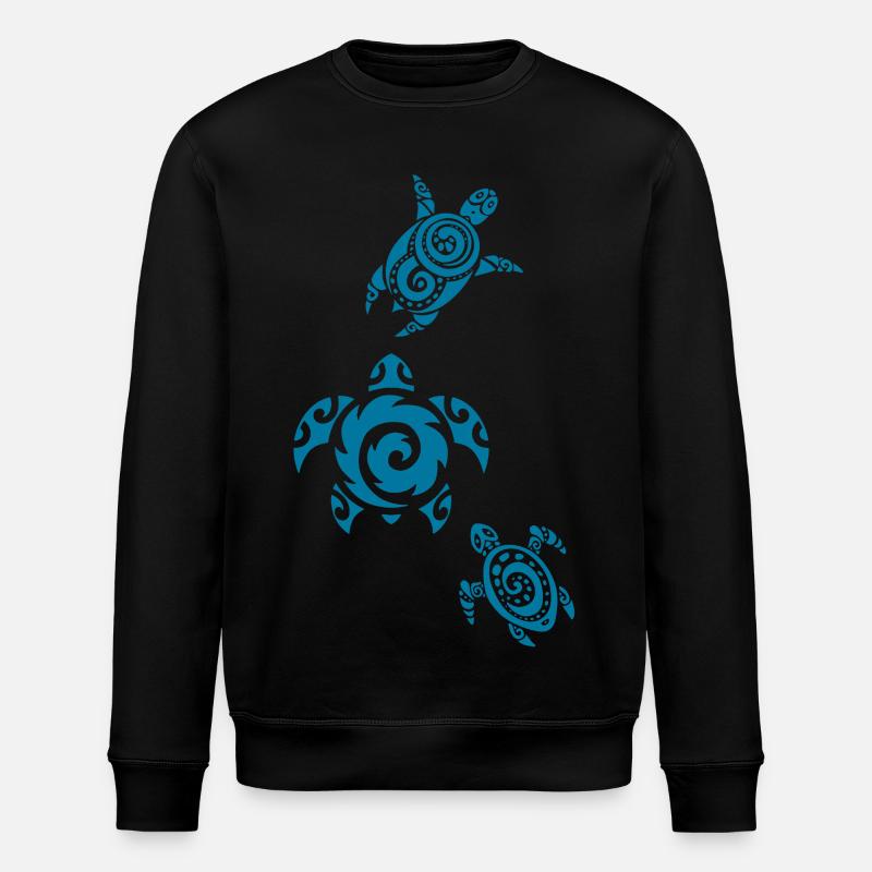 Three blue sea turtles - Stanley/Stella ROLLER Unisex Organic Sweatshirt - black