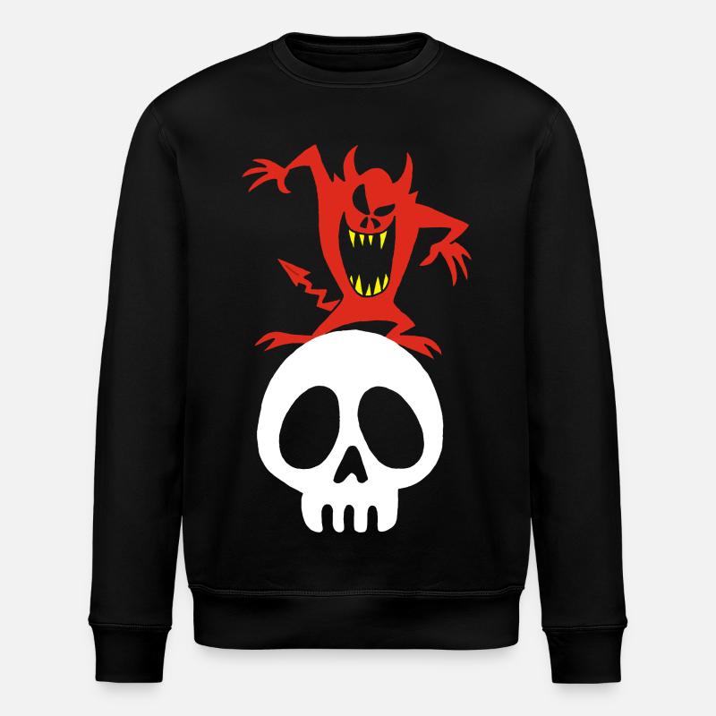 Demon on a Skull - Stanley/Stella ROLLER Unisex Organic Sweatshirt - black