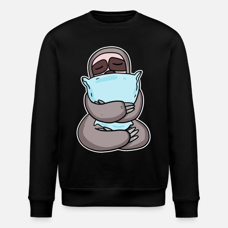 Sloth with pillow - Stanley/Stella ROLLER Unisex Organic Sweatshirt - black