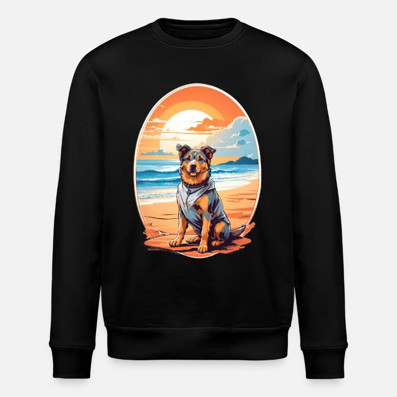 Chien sur la plage - Sweat bio ROLLER Stanley/Stella Unisexe - noir