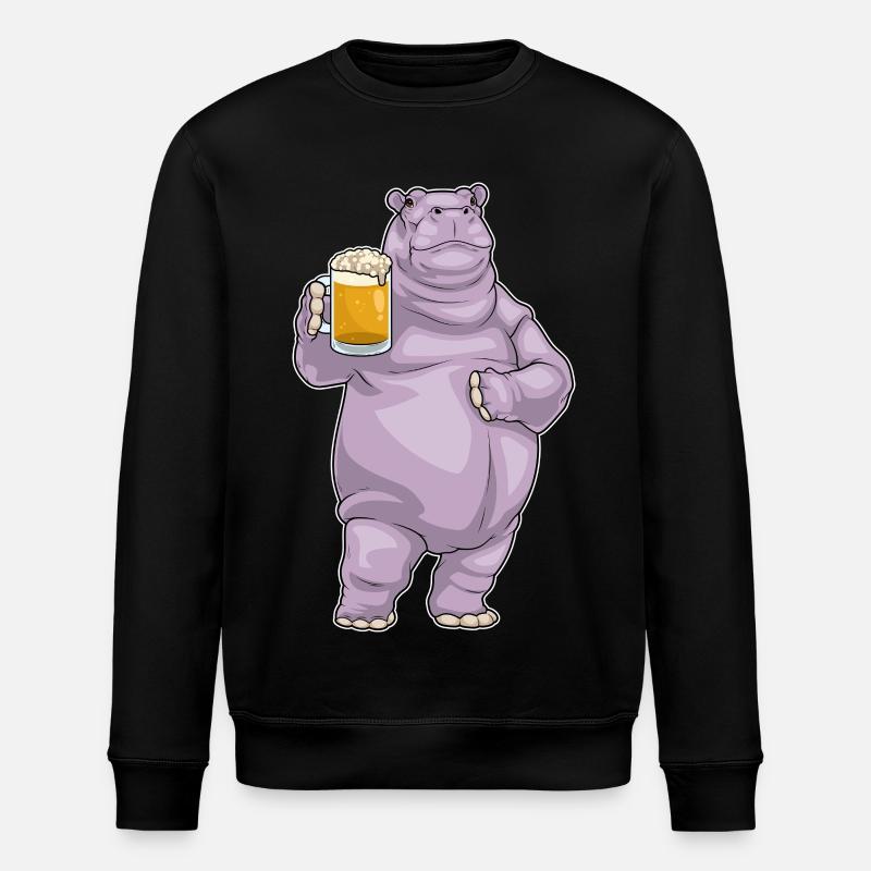 Hippo Pitcher Beer - Stanley/Stella ROLLER Unisex Organic Sweatshirt - black