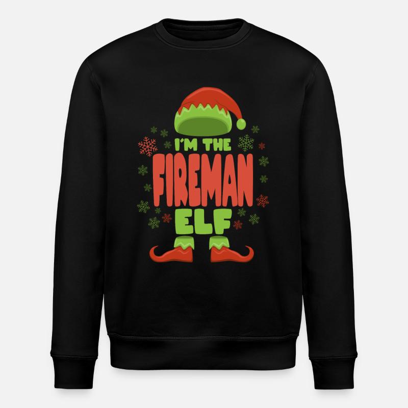 Fireman Christmas Elf - Stanley/Stella ROLLER Unisex Organic Sweatshirt - black