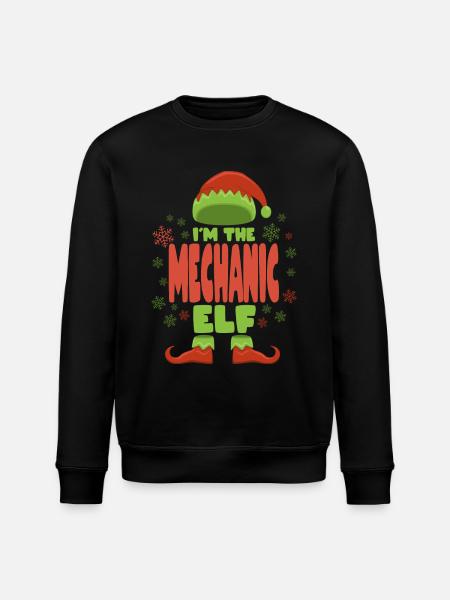 Mechanic Christmas Elf - Stanley/Stella ROLLER Unisex Organic Sweatshirt - black
