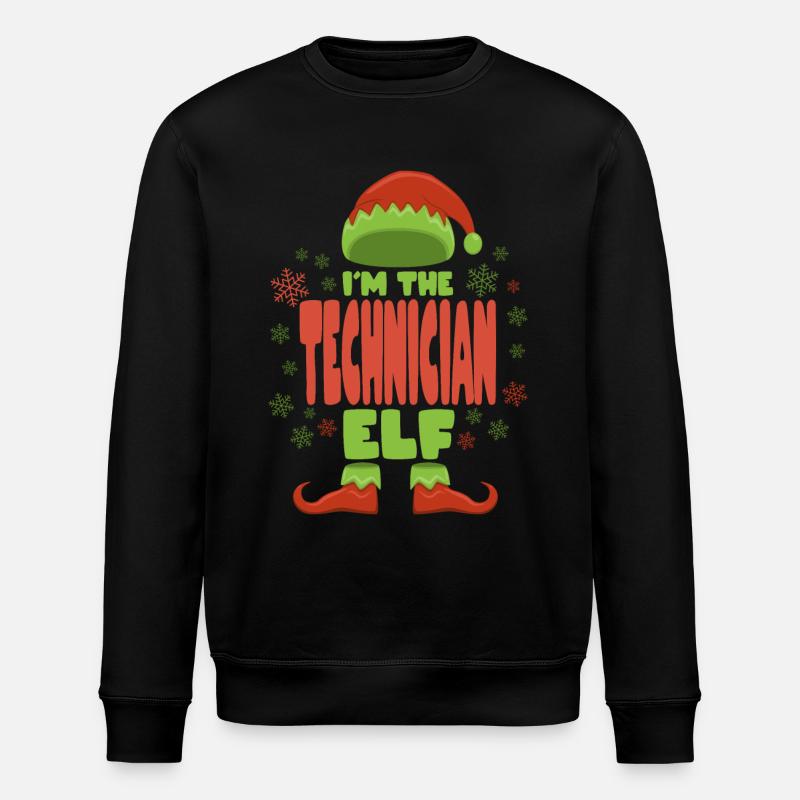 Technician Christmas Elf - Stanley/Stella ROLLER Unisex Organic Sweatshirt - black