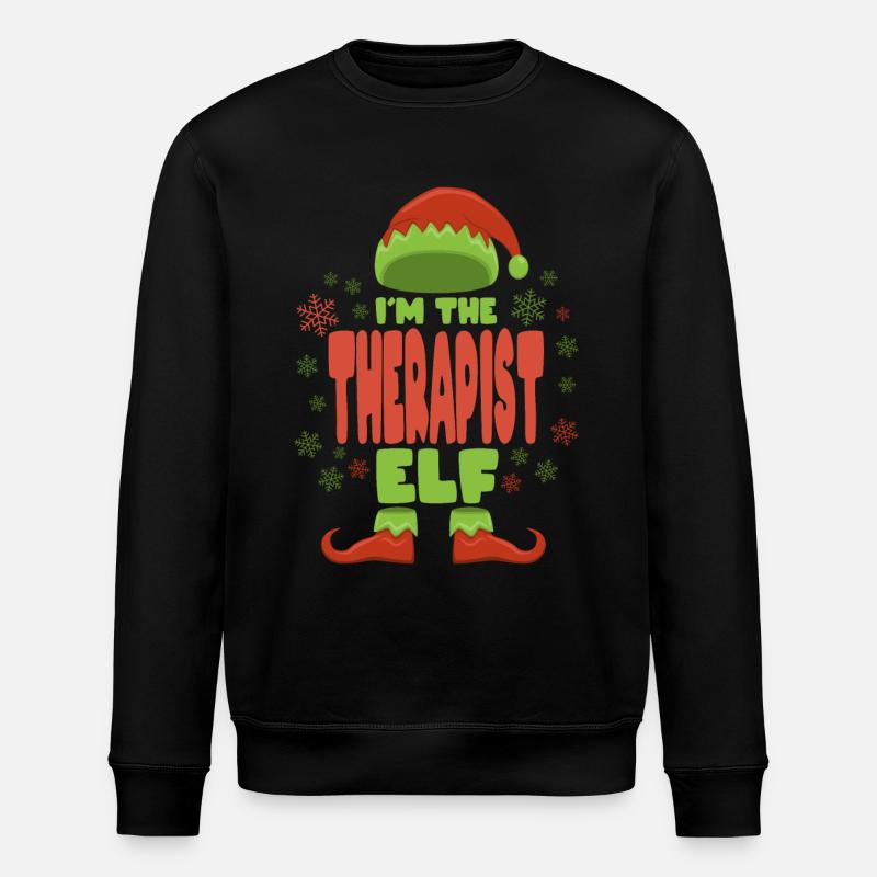Therapist Christmas Elf - Stanley/Stella ROLLER Unisex Organic Sweatshirt - black