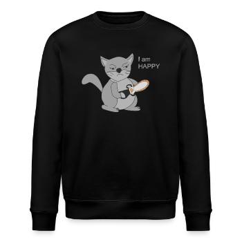 Katze mit Kettensäge - Stanley/Stella Unisex Bio-Sweatshirt ROLLER - Schwarz - Vorne - Nik (191cm)