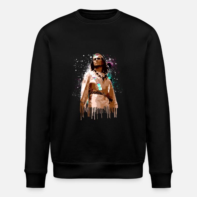 winnetou,indianer,illustration,graffiti - Stanley/Stella Unisex Bio-Sweatshirt ROLLER - Schwarz