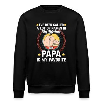 Papa Vater Sohn Geschenkidee Called A Lot Of Names - Stanley/Stella Unisex Bio-Sweatshirt ROLLER - Schwarz - Vorne - Nik (191cm)