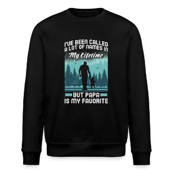 Papa Vater Sohn Geschenkidee Called A Lot Of Names - Stanley/Stella Unisex Bio-Sweatshirt ROLLER - Schwarz - Vorne - Nik (191cm)