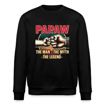 Papa Vater Opa Geschenkidee Papaw Spruch Humor - Stanley/Stella Unisex Bio-Sweatshirt ROLLER - Schwarz - Vorne - Nik (191cm)