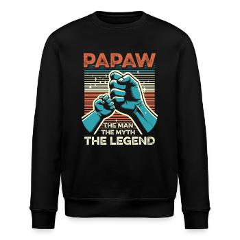 Papa Vater Opa Geschenkidee Papaw Spruch Humor - Stanley/Stella Unisex Bio-Sweatshirt ROLLER - Schwarz - Vorne - Nik (191cm)