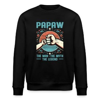 Papa Vater Opa Geschenkidee Papaw Spruch Humor - Stanley/Stella Unisex Bio-Sweatshirt ROLLER - Schwarz - Vorne - Nik (191cm)