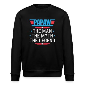 Papa Vater Opa Geschenkidee Papaw Spruch Humor - Stanley/Stella Unisex Bio-Sweatshirt ROLLER - Schwarz - Vorne - Nik (191cm)