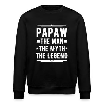 Papa Vater Opa Geschenkidee Papaw Spruch Humor - Stanley/Stella Unisex Bio-Sweatshirt ROLLER - Schwarz - Vorne - Nik (191cm)