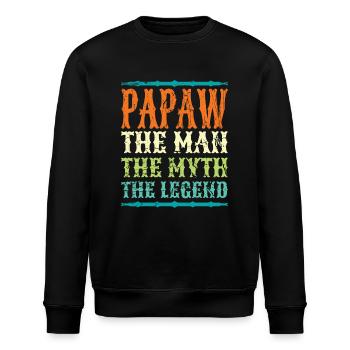 Papa Vater Opa Geschenkidee Papaw Spruch Humor - Stanley/Stella Unisex Bio-Sweatshirt ROLLER - Schwarz - Vorne - Nik (191cm)