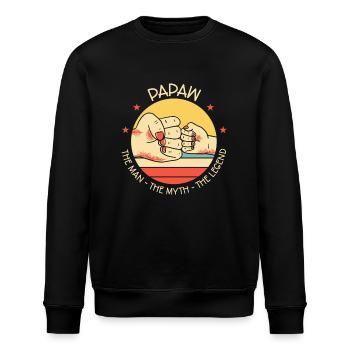 Papa Vater Opa Geschenkidee Papaw Spruch Humor - Stanley/Stella Unisex Bio-Sweatshirt ROLLER - Schwarz - Vorne - Nik (191cm)