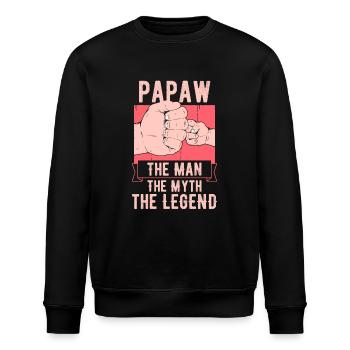 Papa Vater Opa Geschenkidee Papaw Spruch Humor - Stanley/Stella Unisex Bio-Sweatshirt ROLLER - Schwarz - Vorne - Nik (191cm)