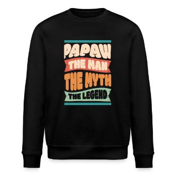 Papa Vater Opa Geschenkidee Papaw Spruch Humor - Stanley/Stella Unisex Bio-Sweatshirt ROLLER - Schwarz - Vorne - Nik (191cm)