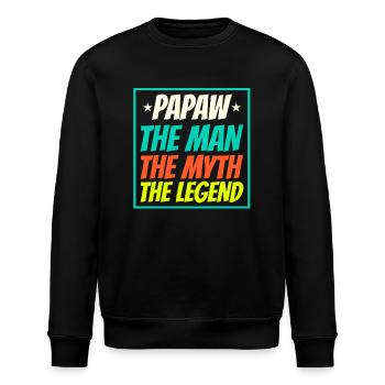 Papa Vater Opa Geschenkidee Papaw Spruch Retro - Stanley/Stella Unisex Bio-Sweatshirt ROLLER - Schwarz - Vorne - Nik (191cm)