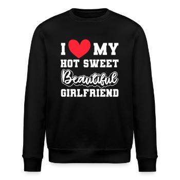 Paare Liebe Herz Freund Geschenkidee Beziehung - Stanley/Stella Unisex Bio-Sweatshirt ROLLER - Schwarz - Vorne - Nik (191cm)