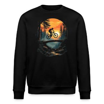 Trail Mountainbiker im Wald - Stanley/Stella Unisex Bio-Sweatshirt ROLLER - Schwarz - Vorne - Nik (191cm)