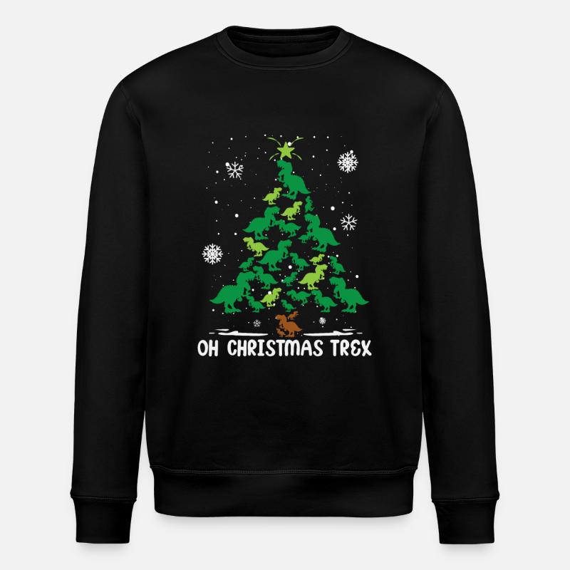 Dinosaur Christmas Tree T-Rex Christmas - Stanley/Stella ROLLER Unisex Organic Sweatshirt - black