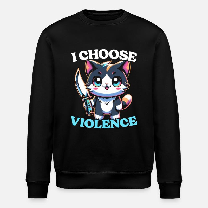 Lustige Katze Kitten - Stanley/Stella Unisex Bio-Sweatshirt ROLLER - Schwarz