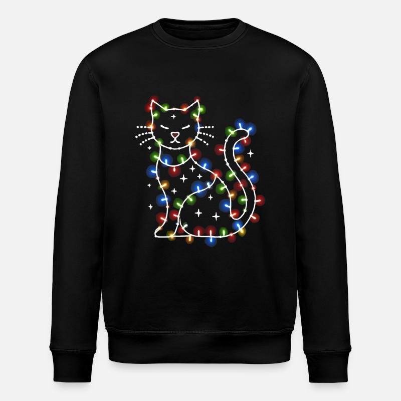 Cat Christmas Holiday Time - Stanley/Stella ROLLER Unisex Organic Sweatshirt - black