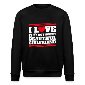 Paare Liebe Herz Freund Geschenkidee Beziehung - Stanley/Stella Unisex Bio-Sweatshirt ROLLER - Schwarz - Vorne - Nik (191cm)