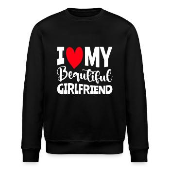 Paare Liebe Herz Freund Geschenkidee Beziehung - Stanley/Stella Unisex Bio-Sweatshirt ROLLER - Schwarz - Vorne - Nik (191cm)