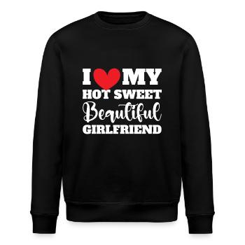 Paare Liebe Herz Freund Geschenkidee Beziehung - Stanley/Stella Unisex Bio-Sweatshirt ROLLER - Schwarz - Vorne - Nik (191cm)