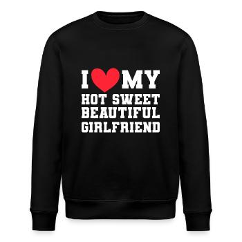 Paare Liebe Herz Freund Geschenkidee Beziehung - Stanley/Stella Unisex Bio-Sweatshirt ROLLER - Schwarz - Vorne - Nik (191cm)