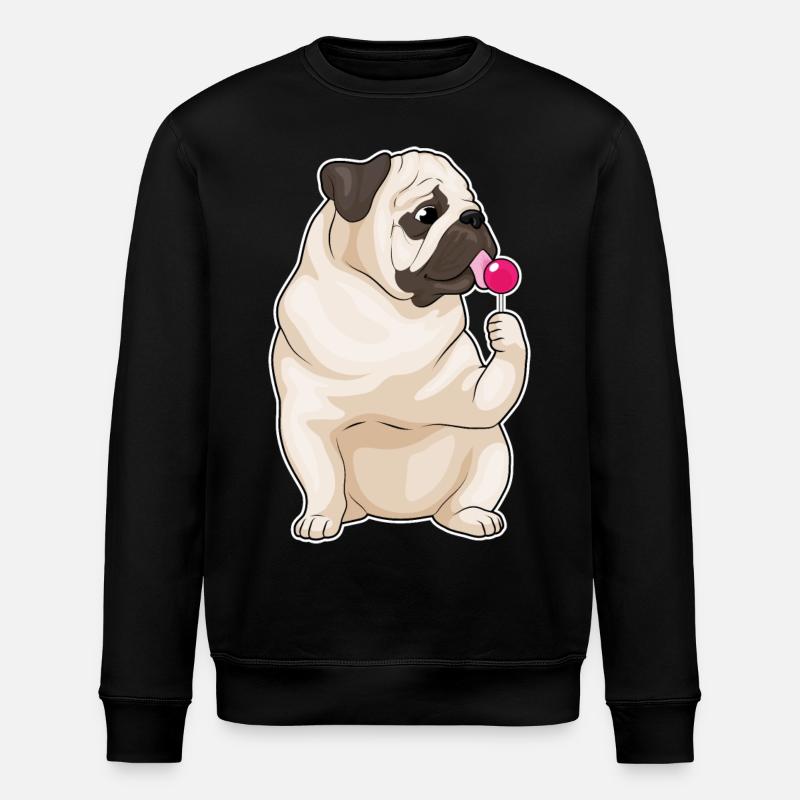 Pug Lollipop - Stanley/Stella ROLLER Unisex Organic Sweatshirt - black