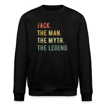 John Jack Vorname Kurzform Man Myth Legend - Stanley/Stella Unisex Bio-Sweatshirt ROLLER - Schwarz - Vorne - Nik (191cm)