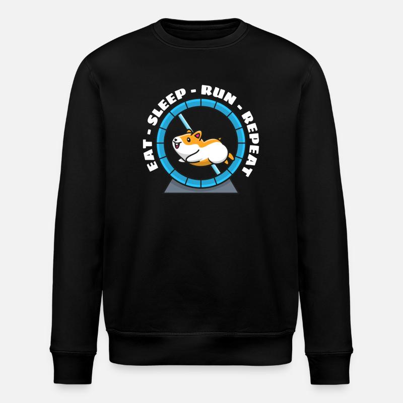 Hamster Eat Sleep Run Repeat - Stanley/Stella Unisex Bio-Sweatshirt ROLLER - Schwarz