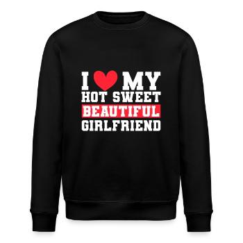 Paare Liebe Herz Freund Geschenkidee Beziehung - Stanley/Stella Unisex Bio-Sweatshirt ROLLER - Schwarz - Vorne - Nik (191cm)