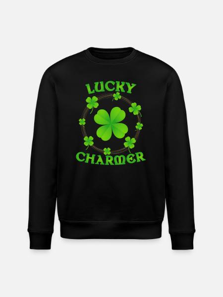 Lucky Charmer St Patrick's Day - Stanley/Stella ROLLER Unisex Organic Sweatshirt - black