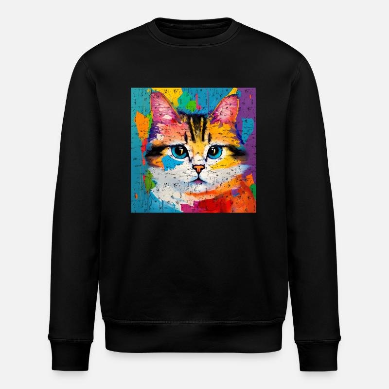 Katze Hauskatze Ölgemälde - Stanley/Stella Unisex Bio-Sweatshirt ROLLER - Schwarz