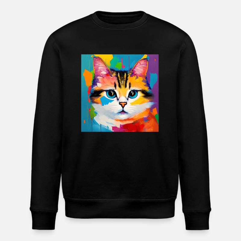 Katze Hauskatze Ölgemälde - Stanley/Stella Unisex Bio-Sweatshirt ROLLER - Schwarz