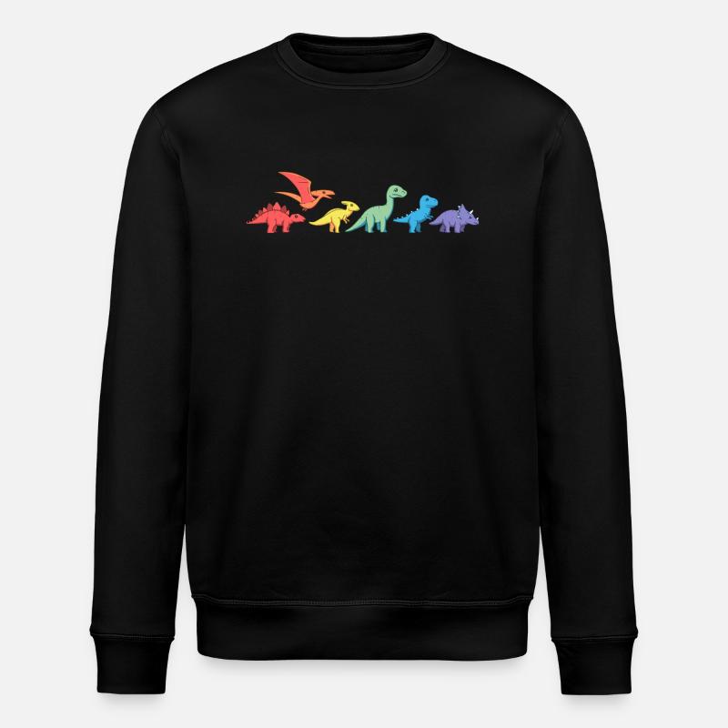 Rainbow Dinos - Stanley/Stella ROLLER Unisex Organic Sweatshirt - black