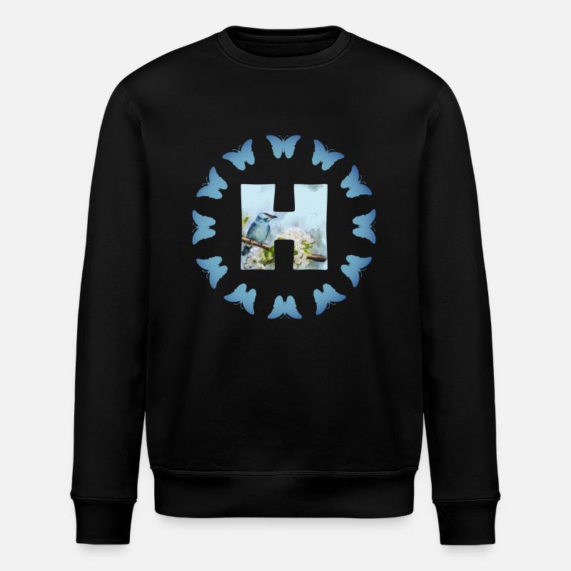 fleurs oiseaux bleus h - Sweat bio ROLLER Stanley/Stella Unisexe - noir