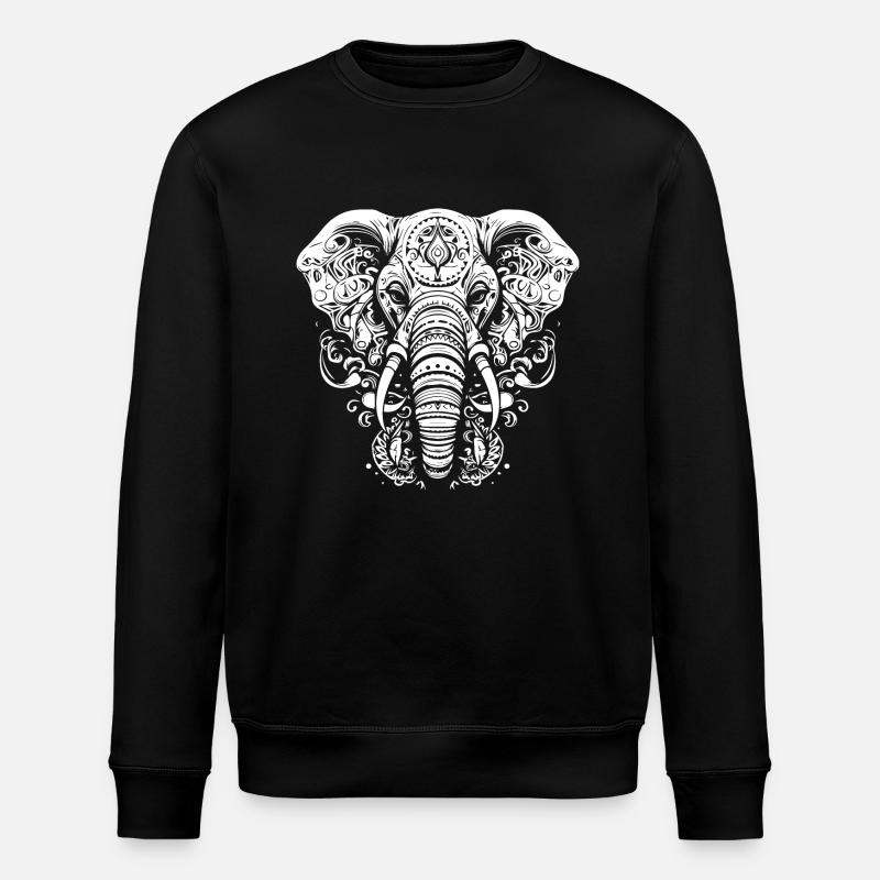 Elephant Mandala - Stanley/Stella ROLLER Unisex Organic Sweatshirt - black