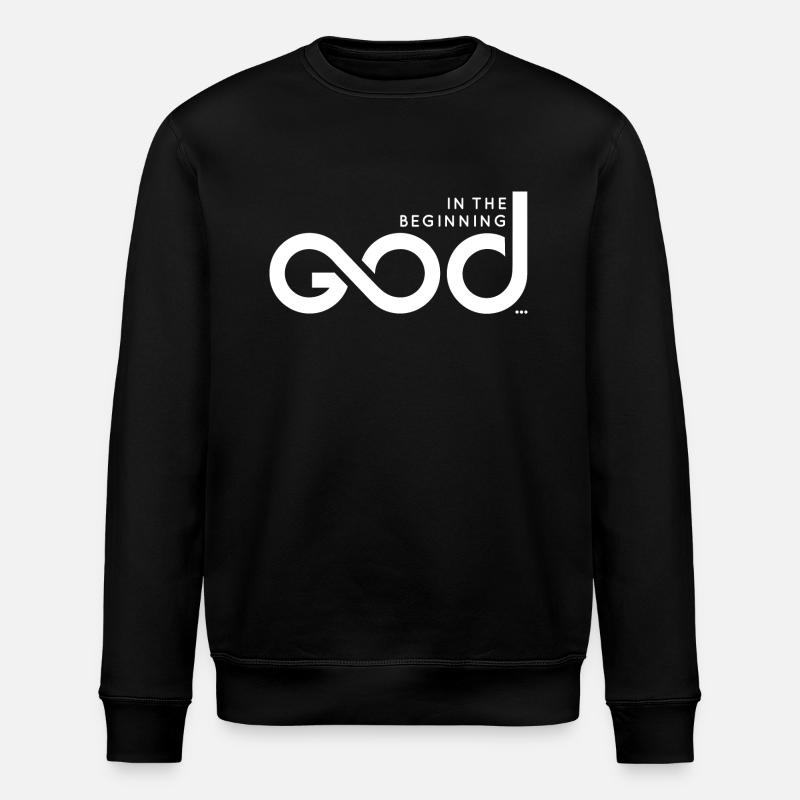 Au commencement Dieu ... - Imprimé blanc - Sweat bio ROLLER Stanley/Stella Unisexe - noir