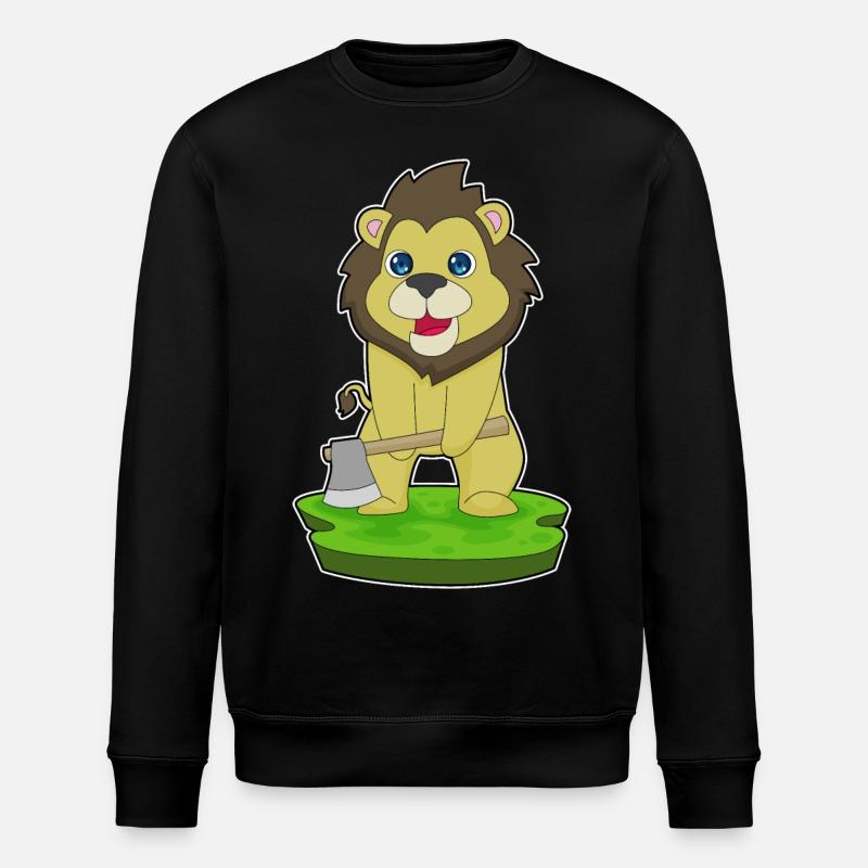 Lion Lumberjack Axe - Stanley/Stella ROLLER Unisex Organic Sweatshirt - black